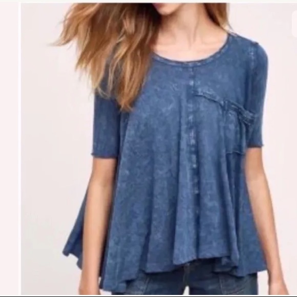 Anthropologie Tops - Anthropologie Eri + Ali Blue Distressed Swing Top